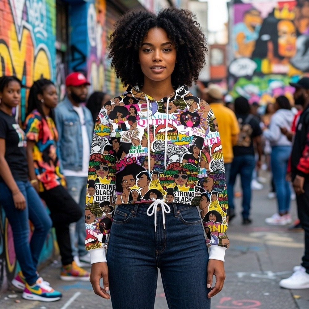 Y2K On Fire Hoodie Sweatshirt Womens 3X Melanin Queens All Over Print Streetwear